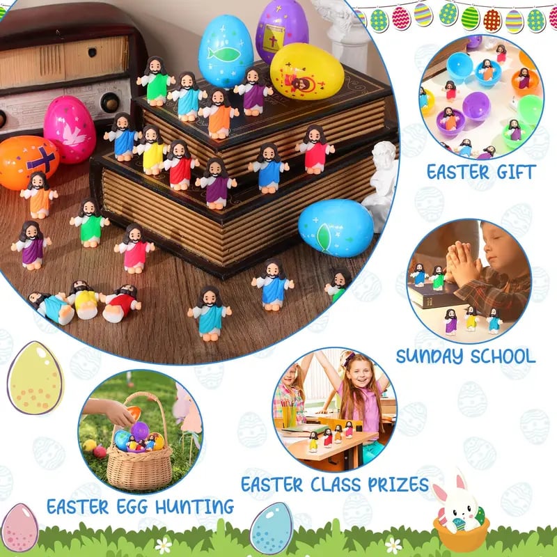 ✝️Christian Easter Surprise Eggs: Pre‑Filled Eggs with Mini Jesus Figures – Share Hope & Faith This Spring🌸